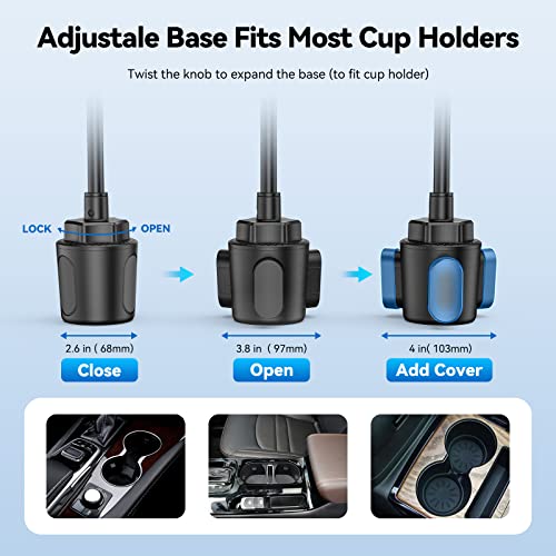 Voxon Cup Car Phone Holder For Car, 2 In 1 Cup Holder Phone Mount For Car With Flexible Stable Long Arm, Universal Adjustable Cup Holder Cradle Vent Clip Car Mount For All Cell Phone Iphone #TOP3