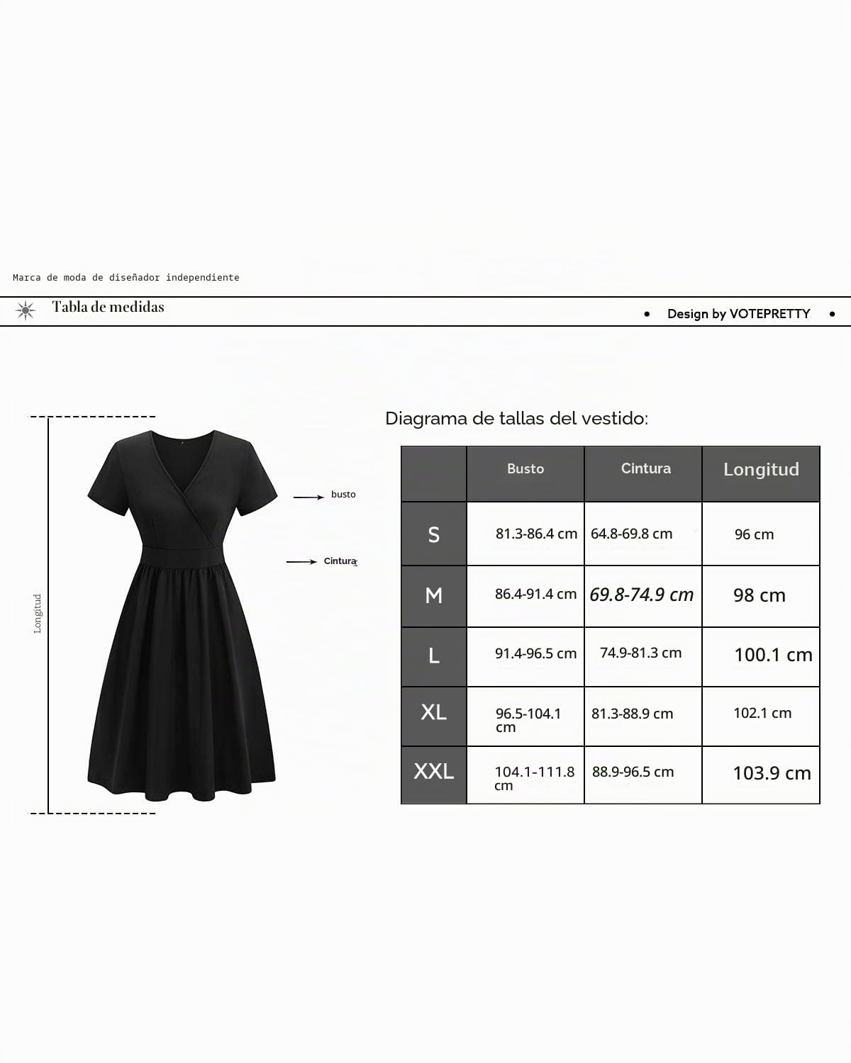 VOTEPRETTY Damas Vestido de Verano Manga Corta Cuello en V Vestido Envolvente Vestido a la Rodilla con Bolsillos