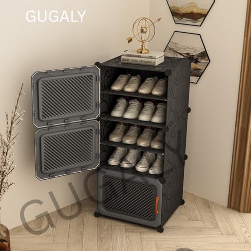 Image of 6 Layer Plastic Shoe Rack for Home 6 Layer with Cover Shoe Rack with Door | Multi Layer Shoe Organizer Stand | Space Saving Footwear Storage Cabinet for Bedroom Entryway.