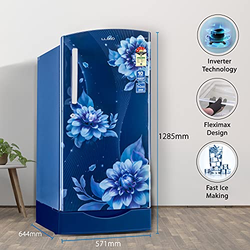 Image of Havells-Lloyd 200 L 4 Star Inverter Direct Cool One Door Refrigerator (GLDF214SBBS2PB Begonia Blue)- 2022 Model, Free 1 Year Extended warranty