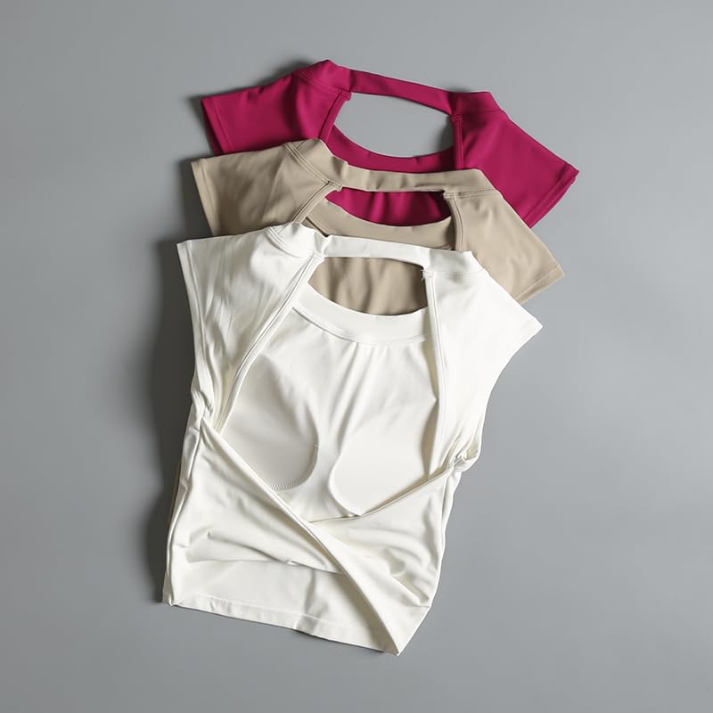 Camisetas Tirantes Mujer Deporte Sujetador Deportivo antichoque con Almohadilla for el Pecho, for Chica Sexy, con Forma de A, Cintura Cerrada, sin Mangas, Hueco, for Fitness y Yoga.