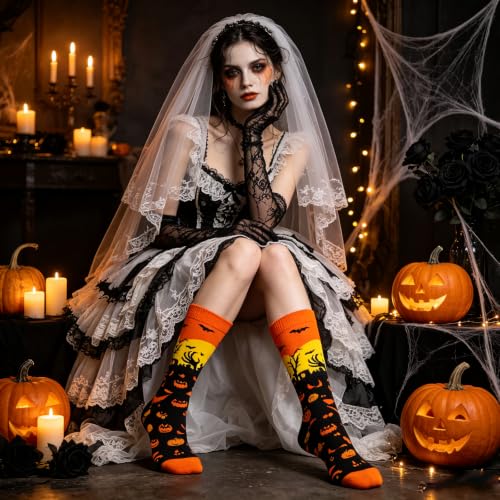 BONANGEL Halloween Socks Women, Funny Novelty Cute Holiday Crew Socks - image 2