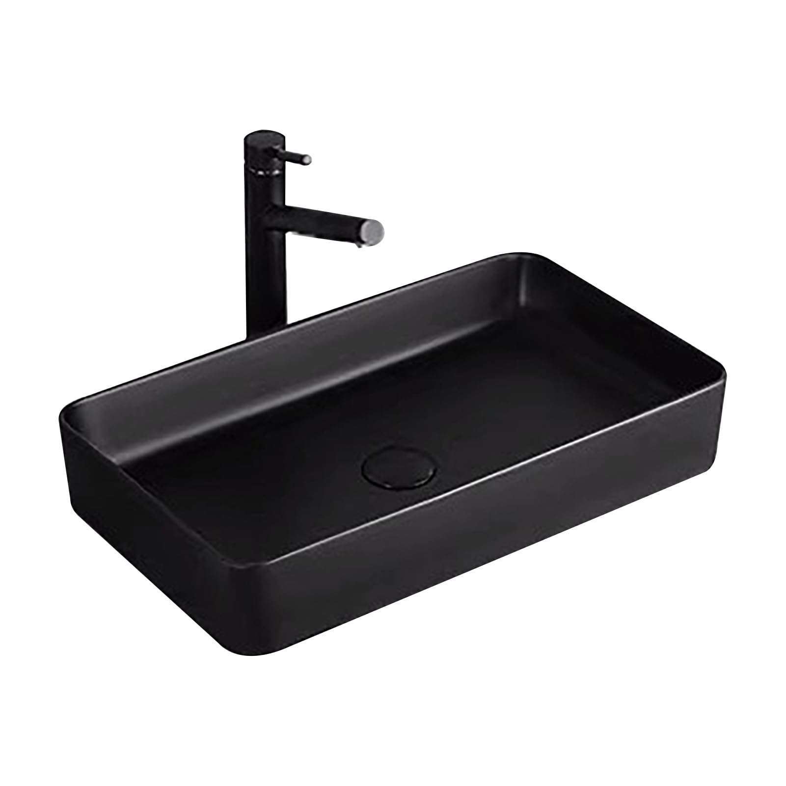 ASerZenith Bathroom Vessel Sink Vanity, Modern Above Counter Sink Bowl With Pull-Down Faucet, Wash Sinks Basin Ceramic Easy To Install, For Cabinet Lavatory Vanity Cloakroom(K)