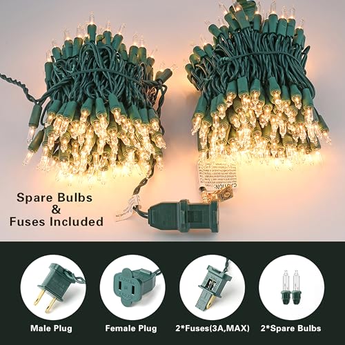 Image of BrizLabs Clear Christmas Lights, 50 Count Warm White Incandescent Christmas Lights, Connectable Mini Light String, UL Certified Xmas Tree Lights Green Wire for Indoor Outdoor Holiday Xmas Tree Party