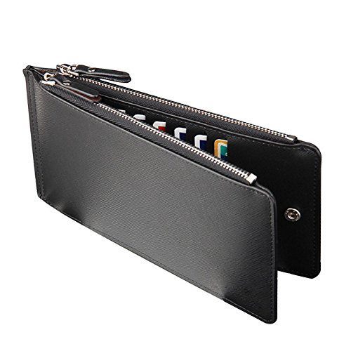 Preisvergleich Produktbild Merssavo Herren Geldbörse PU-Leder lange Brieftasche schwarz
