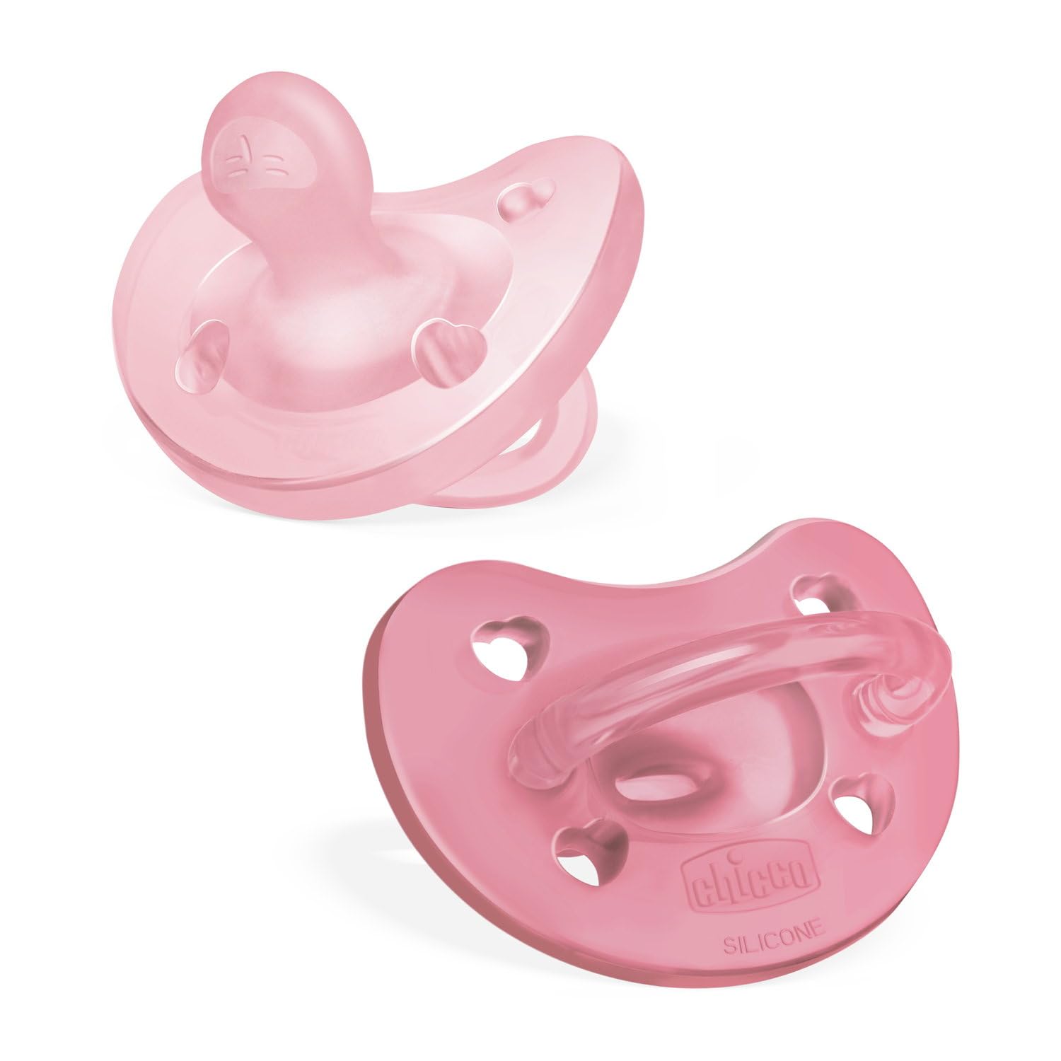 Chicco PhysioForma Ciuccio in Silicone 6 - 16 Mesi, Set di Gommotti Morbidi e Delicati, Supportano la Respirazione Fisiologica e Favoriscono il Corretto Sviluppo della Bocca, Rosa