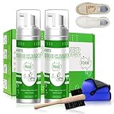 tudepz White Shoe Cleaner Kit, 200ml/6.76 Oz Rich Foam Shoe Cleaner, Sneaker Cleaning Kit with Brushes and Towel (2)