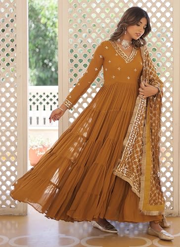 Image of Wedani Georgette Sequins Embroidered Work Anrakali Kurta Set for Women