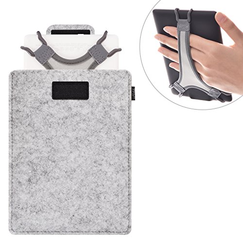 TFY Protective Carrying Pouch Bag (Grey), Plus Bonus Hand Strap Holder for 6 inch Tablets and E-Readers, fits Fire HD 6â€ â€“ Kindle / Kindle Paperwhite / Kindle Voyage and Other 6â€ E-Readers
