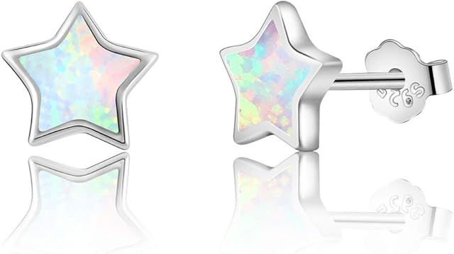 TIZU 925 Sterling Silver Opal Unicorn Earrings Star Earrings for Girls Kids Hypoallergenic Studs Women Earrings Birthday Christmas Gift with Jewelry BOX