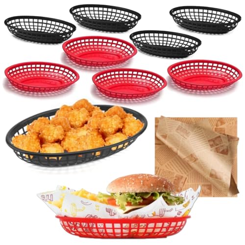Cestas ovaladas de comida rápida de 24 cm para servir hamburguesas sin ensuciar la mesa 2