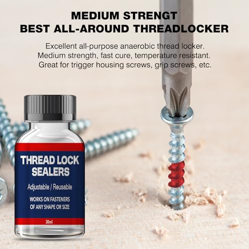 Image of Thread Locker with Brush Cap Applicator, Lock Tight Threadlocker, High Strength Red Thread Lock, Lock & Seal Nuts, Bolts, Fasteners and Metals, Against Losening and Leakage - 30 ml
