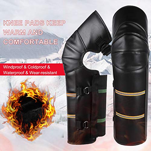 Adaskala 2 PCS joelheiras almofadas protetoras com faixa reflexiva manter quente à prova de vento à