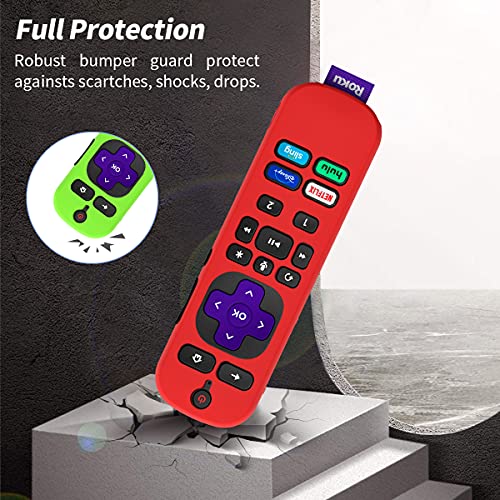 [3Pcs] Case for Roku Voice Remote Pro 2021(Only for 2021 Released), Anti Slip | Shockproof Silicone Protective Cover for Roku Voice Pro Remote Controller with Lanyard(Glow Blue+Glow Green+Red) - Thumbnail 4