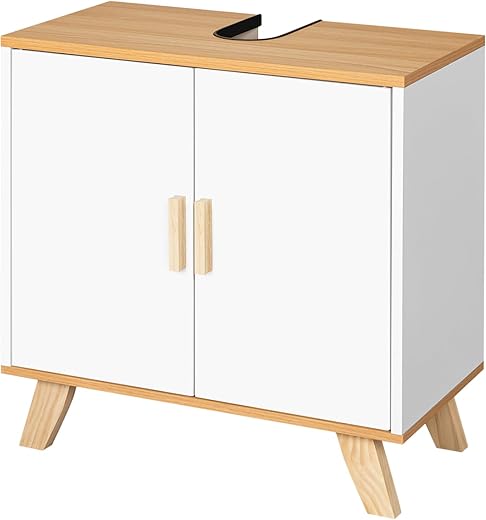 eSituro Armadietto Sottolavabo da Bagno da Cucina Mobile a Terra con 2...