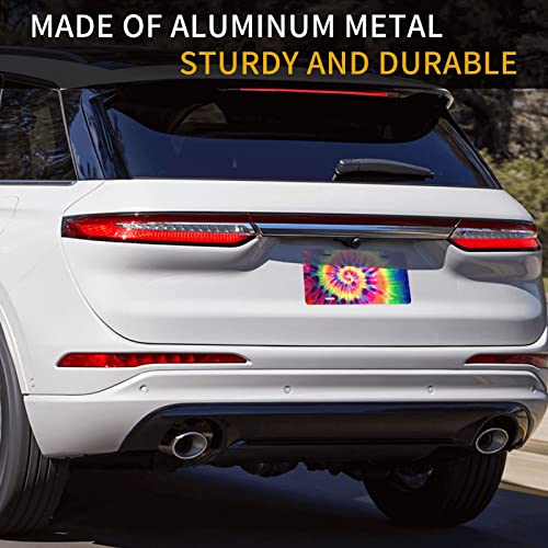 License Plate Colorful Tie Dye Decorative Car Front License Plate,Vanity Tag,Metal Car Plate,Aluminum Novelty License Plate,6 X 12 Inch (4 Holes) #TOP5