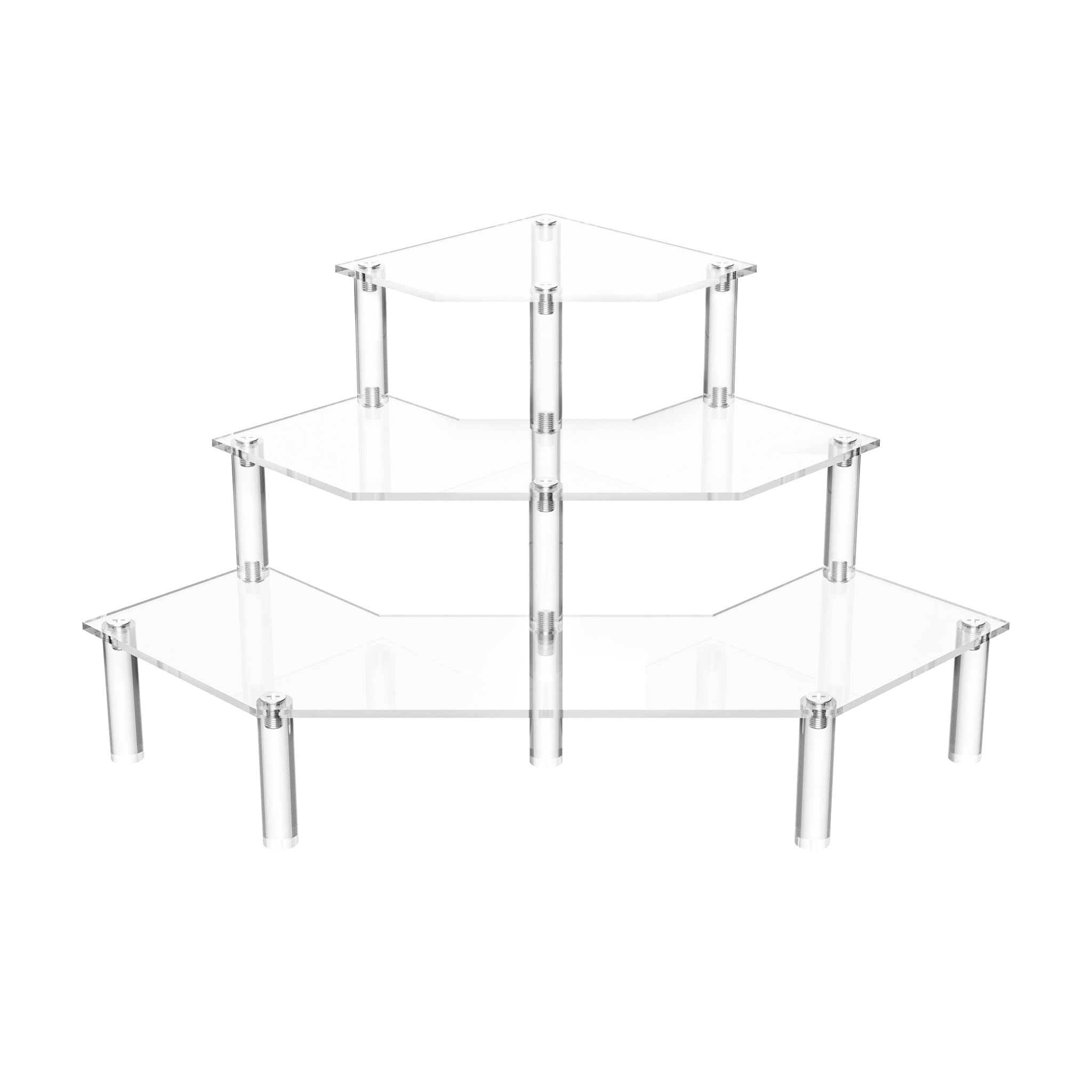 Gonice 3 Tier Acrylic Display Riser for Funko POP Figures, Diamond Shape Clear Display Stand for Makeup,Perfume and Dolls