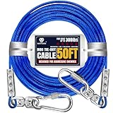 Tie Out Cable for Dogs Up to 300lbs,50ft Extra Strong 1000lbs Break Strength Tie-Out Tether Trolley Training Lead,Dog Run Cable for Yard Garden Park Camping Outside (Reflective Blue, 300lbs 50ft)