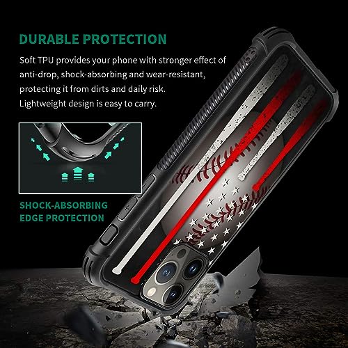 Coque anti-collision quatre coins iPhone 15 Pro drapeau de baseball - 3