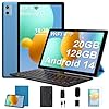 SUAAT Newest Tablet Android 14 10 Pollici 20GB RAM+128GB ROM(1TB TF), WiFi 6,Octa-Core,1.8Ghz, GMS, 8MP + 5MP, Bluetooth 5.0,OTG, Cast, Tablet PC con Custodia, Tastiera e Mouse, BLU