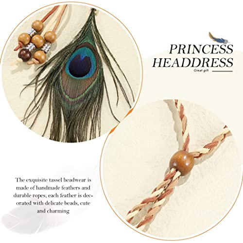 Gortin Boho Feather Headband Brown Indian Peacock Feather Headbands Gypsy Hippie Headwear Festival Party Headpiece For Women (Type F) #TOP4