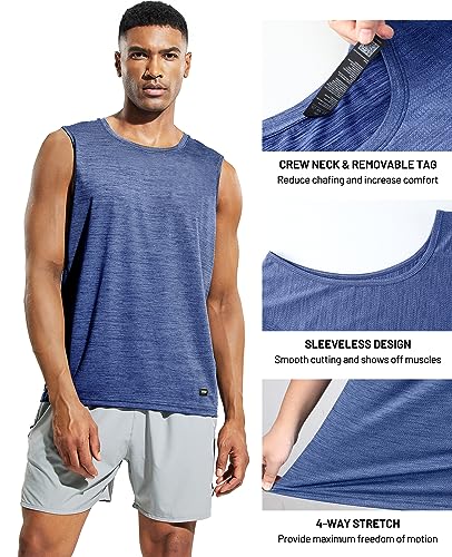 MIER Men’s Sleeveless Tank Top Dry Fit Workout Muscle Tee Shirt for Running Athletic Gym Sports Training, Moisture Wicking3