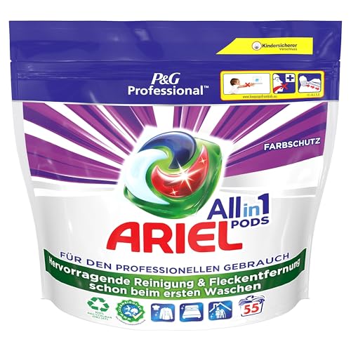 Ariel Professional All-In-1 Pods Color Waschmittel, 110 Waschladungen, (2 x 55 Kapseln), Waschpods, professionelle Wäschepflege ausgezeichnete Fleckentfernung ab der ersten Wäsche