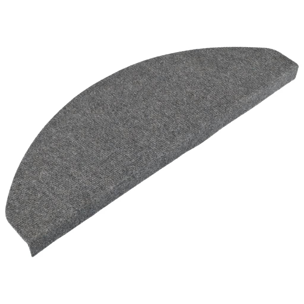 vidaXL Grey Self-adhesive Stair Mats - 15 pcs, 65x22.5x3.5 cm, Sound Dampening, Durable Needle Felt Fabric, Quick Installation