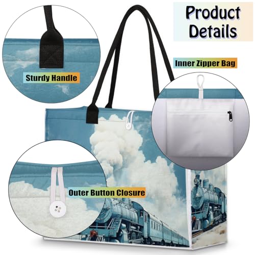 Train Desert Tote Bag for Women Large Beach Bag Reusable Tote Bags for Work Travel Beach Shopping4