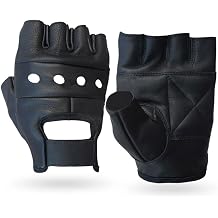 Fingerless Cowhide Leather Gloves Breathable Reinforced Padded Palm for Multi Purpose Cycling, Wheelchair, Fitness Outdoors