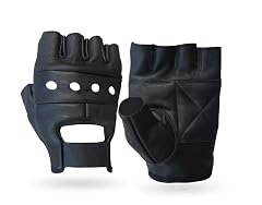 Fingerless Cowhide Leather Gloves Breathable Reinforced Padded Palm for Multi Purpose Cycling Wheelchair Fitness Outdoors