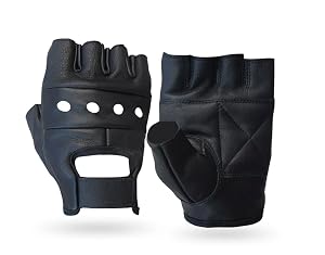 Fingerless Cowhide Leather Gloves Breathable Reinforced Padded Palm for Multi Purpose Cycling Wheelchair Fitness Outdoors