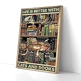 Photo Gallery yaasimoule la vita è migliore con gatti e libri, stampe su tela, arte murale Photo Gallery yaasimoule la vita è migliore con gatti e libri, stampe su tela, arte murale