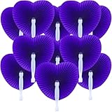 Bestage 12 Pcs Purple Paper Fans,Foldable Handheld Fans for Women,Heart Wedding Decorative Folding Hand Fans for Bridal Guest Church Party Favors Dancing Birthday DIY