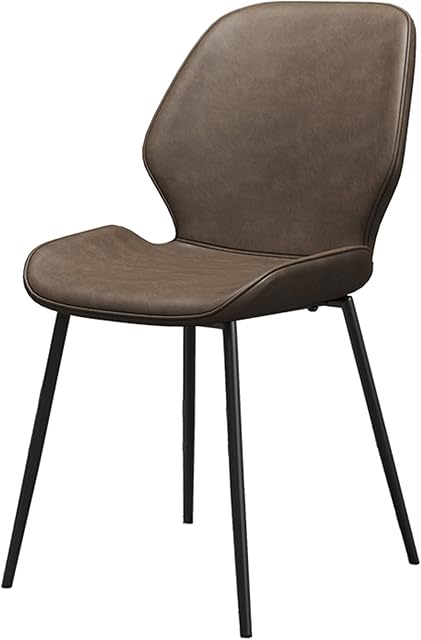 Dining Chair Modern Bar Stool with Curved Backrest, PU Leather Seat & Black Carbon Steel Frame, Home Kitchen Restaurant Living Room Barstool(Color:Dark Brown)
