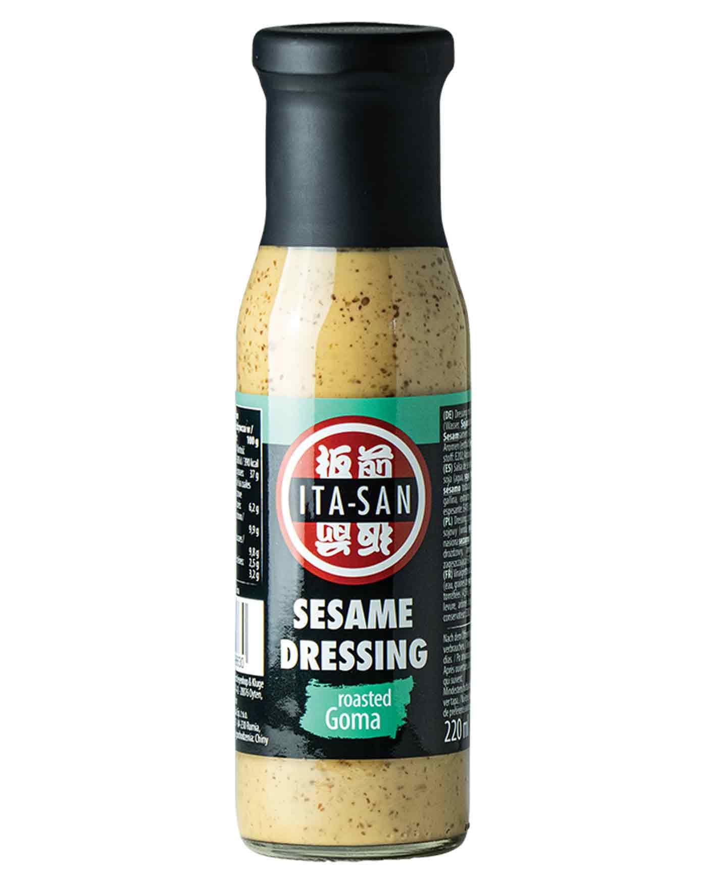 ITA SAN Sesam Dressing, japanese Style, nussig intensiv, vielseitig einsetzbares Dressing zum Kochen und Garnieren, für Salate, Bowls & Dip, 1 x 220 ml