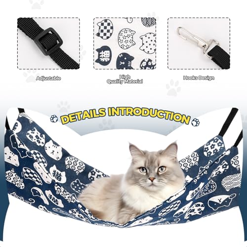 Image of Admaison Cat Hammock for Cage Hanging Reversible 2Pack,Pet Hammock Bed Adjustable,Soft Sleeping Hammock for Cats,Ferret,Puppy,Rabbits,Small Animals (L, CAT)