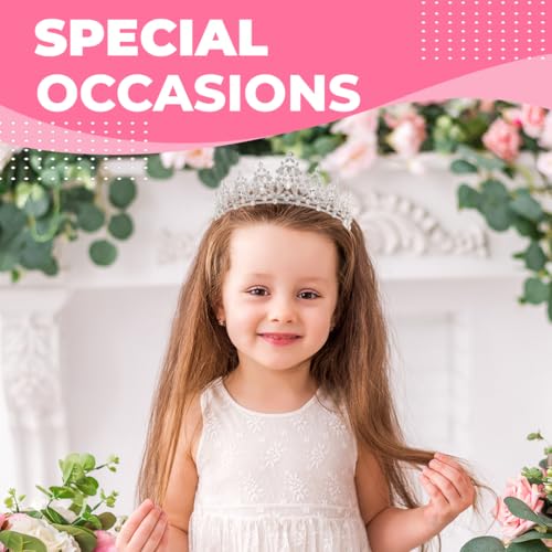 Birthday Tiara Crown with Sash for Women, Headband Hair Accessories for Wedding Party Costume Silver