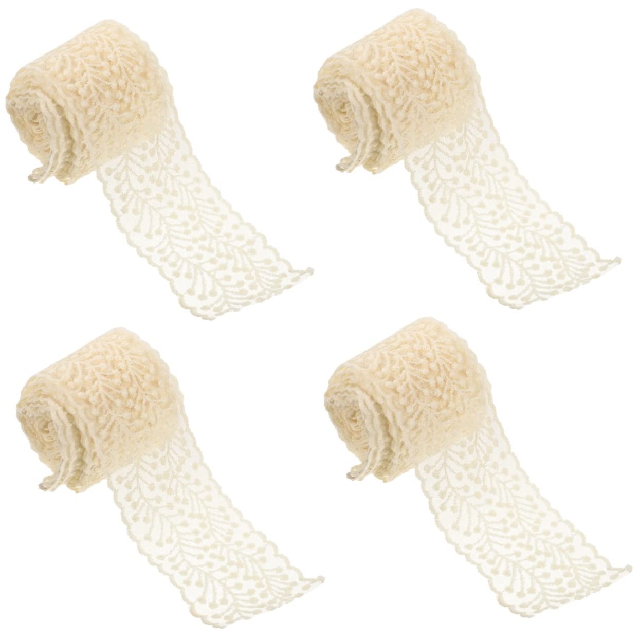 NUOBESTY 4rollos Cinta De Encaje Bordado Para Manualidades Trim Decorativo De Metros Diseño Para Accesorios De Ropa y Diademas