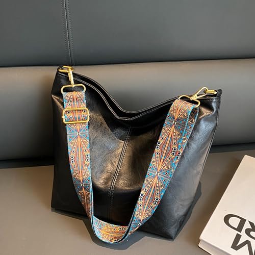 Image of Hobo Bags for Women Crossbody Bag Guitar Strap Purse Vegan Leather Shoulder Handbags Boho Purses Tote Bucket Bag
