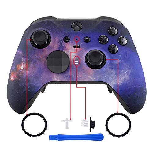 eXtremeRate Coque Avant de Remplacement avec Anneaux de Joystick pour Xbox One Elite Série 2 Manette Modèle 1797-Nébuleuse Galaxy
