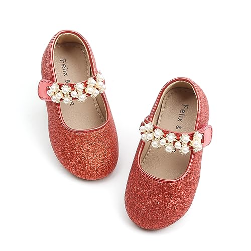 Image of Felix & Flora Toddler Flower Girl Dress Shoes - Girl Ballet Flats Party School Shoes Wedding