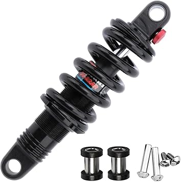 Bike Rear Shock Absorber Spring 125mm/150mm/165mm/190mm Rear Biliary Spring Shock Suspensions Damping Adjustable After Pressure for Downhill Road Bike1350lbs,165mm