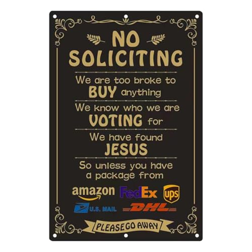 Funny No Soliciting Sign for House Door -8x12No Soliciting Sign for For Front Door Yard Home.Funny Decorative Gifts Durable Outdoor Yard Signs
