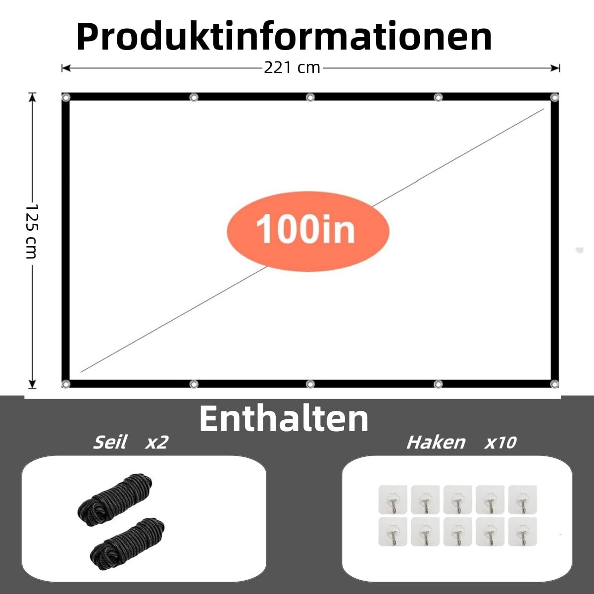 Leinwand Beamer 103 Zoll Faltbar - HD Projektor Leinwand Für Outdoor & Kino Zuhause