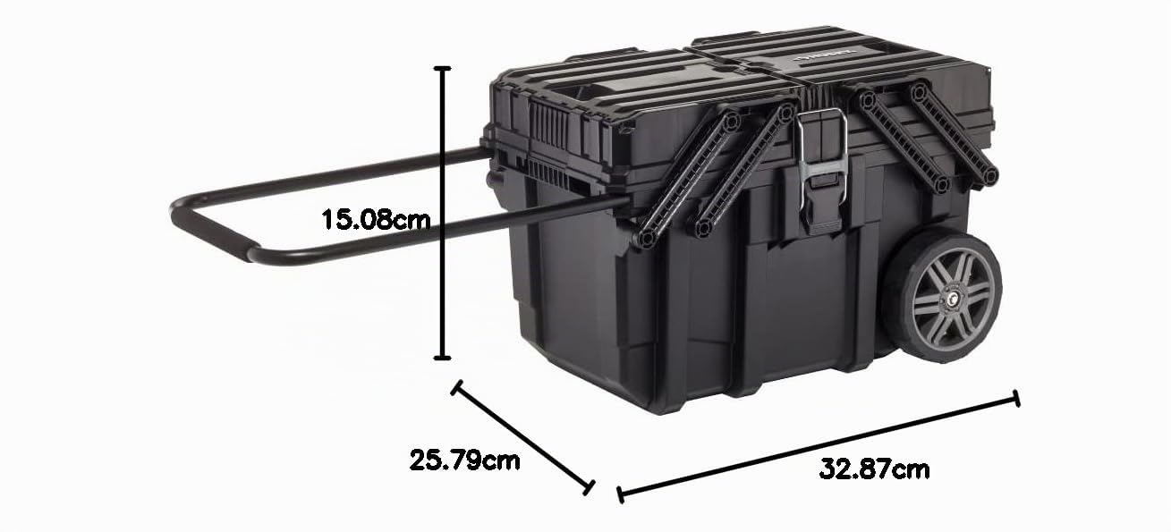 Keter- Caja de Herramientas con ruedas; Carro horizontal; 64,6 x 37,3 x 41 cm, Color Negro