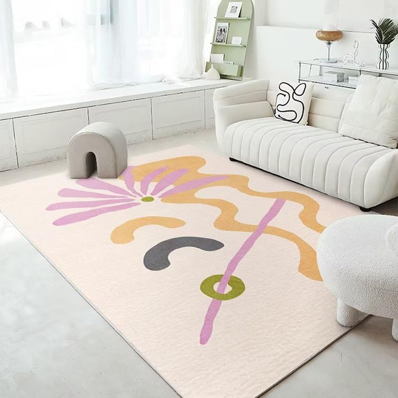 Tapis descente de lit 180x250cm au motif abstrait brun pour intérieur raffiné