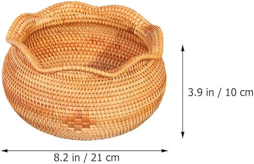 Miniatura 3 de Cesta de almacenamiento tejida redonda de mimbre, cesta de flores para caramelos, maceta vintage, contenedor de cosméticos, caja de joyería