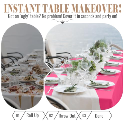Image of Plastic Table Cloth Disposable, 54IN X 300FT Disposable Tablecloth Roll