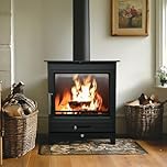 NRG DEFRA Approved Multifuel Stove, 8KW Wood Burning Stove & Multifuel For Home, Wood Logs or Smokeless Fuels (490 x 335 x 585mm)